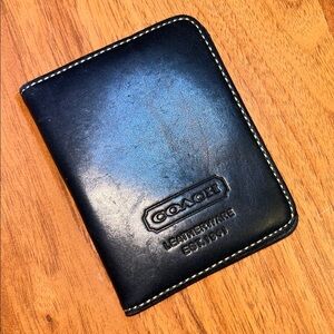 Authentic Vintage Coach Brand Leather ID Card Wallet Black Bifold